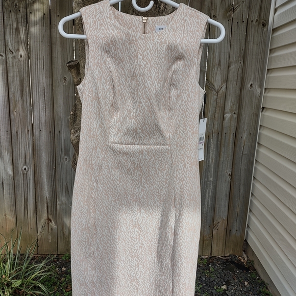 NWT Calvin Klein Cream Patterned Mini Dress (Size 6P) - Picture 6 of 10